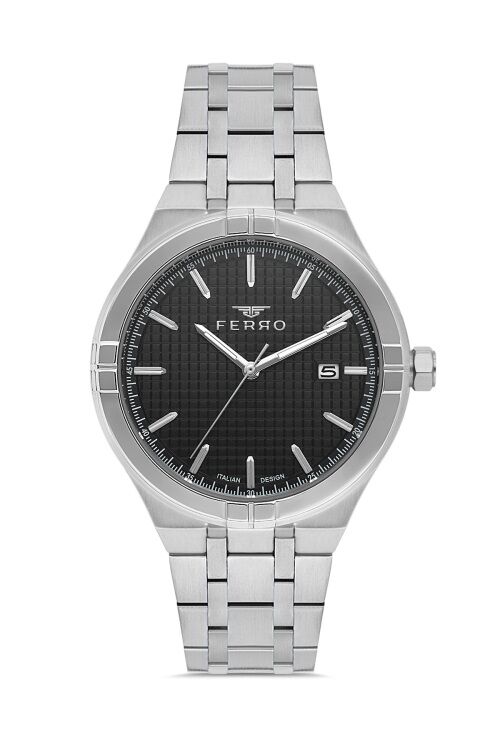 Ferro Quartz Çelik Gri Siyah Kadran 42 mm Fonksiyonları Aktif Erkek Kol Saati