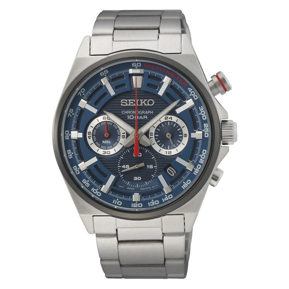 Seiko Kronograf SSB407P Quartz Kronograflı Çelik Gri Mavi Kadran 10 ATM 41 mm Erkek Kol Saati
