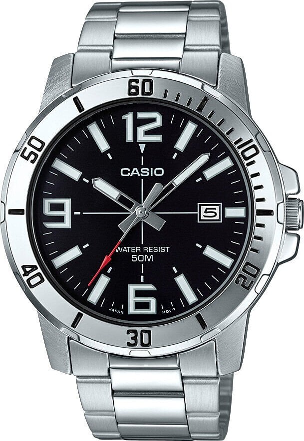 Casio MTP-VD01D-1BVDF Quartz Çelik Gri Siyah Kadran 45 mm Erkek Kol Saati