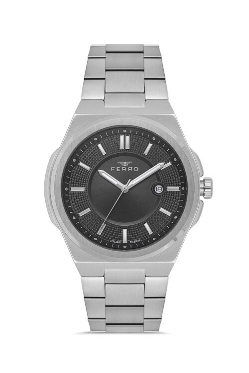 Ferro F11500AWT-A2 Quartz Çelik Gri Siyah Kadran 42 mm Erkek Kol Saati