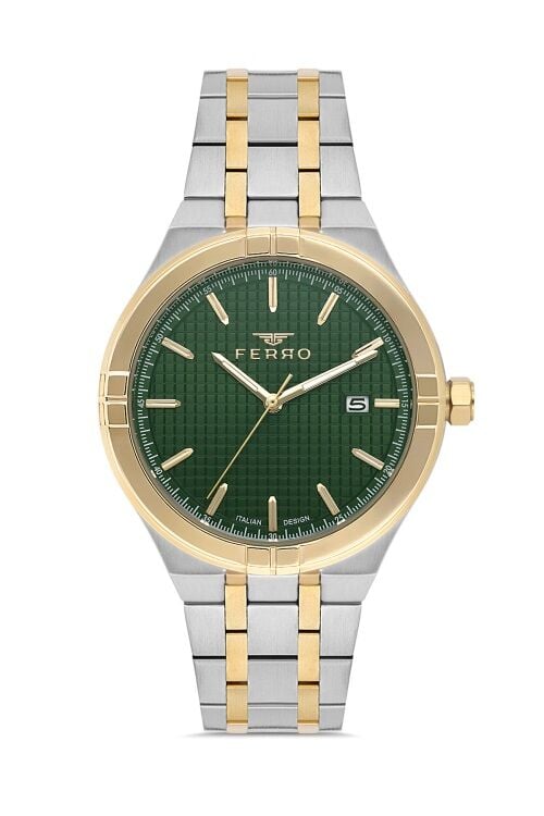 Ferro Sarı ve Gümüş Çelik Kordon Erkek Kol Saati FM40122A-D6 Tüm Fonksiyonlar Aktif 3ATM Su Geçirmez