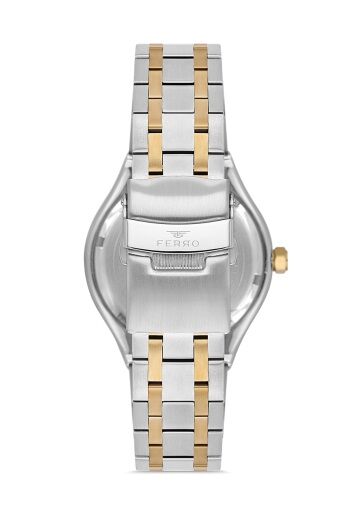 Ferro Sarı ve Gümüş Çelik Kordon Erkek Kol Saati FM40122A-D6 Tüm Fonksiyonlar Aktif 3ATM Su Geçirmez