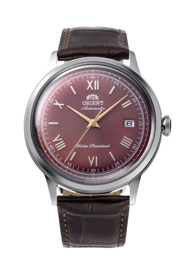 Orient Bambino RA-AC0026R30B Kurmalı Otomatik Deri Kahverengi Bordo Kadran 41 mm Erkek Kol Saati