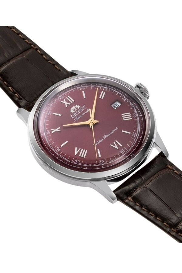 Orient Bambino RA-AC0026R30B Kurmalı Otomatik Deri Kahverengi Bordo Kadran 41 mm Erkek Kol Saati