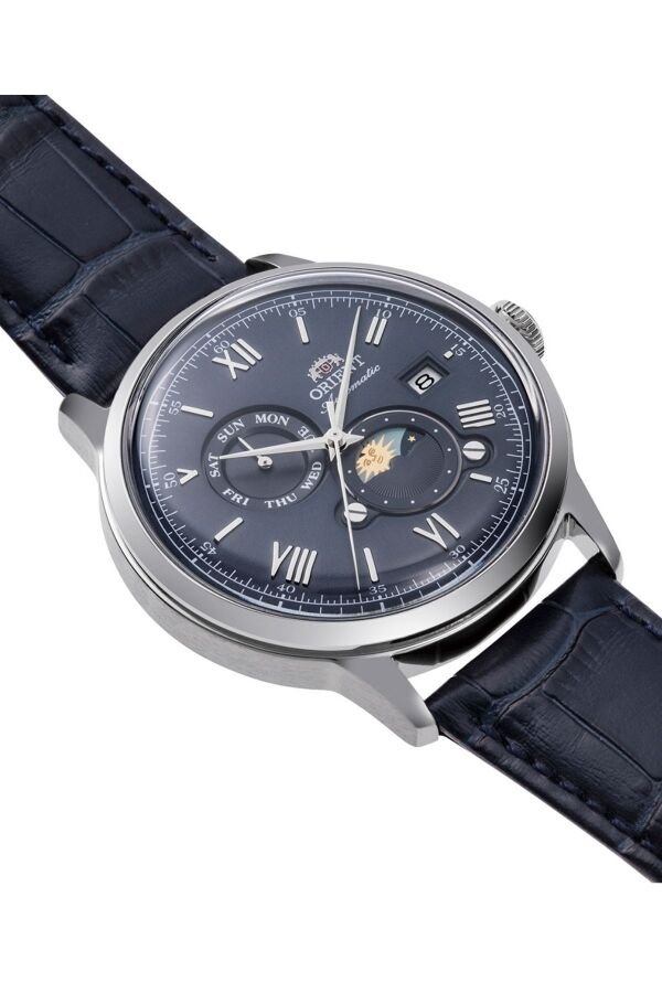 Orient RA-AK0806L30B Kurmalı Otomatik Sun&Moon Deri Lacivert 42 mm Erkek Kol Saati