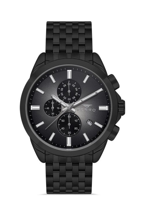 Ferro Quartz Çelik Siyah 46 mm Erkek Kol Saati