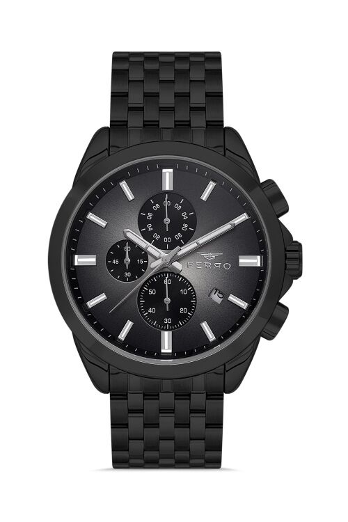Ferro Quartz Çelik Siyah 46 mm Erkek Kol Saati