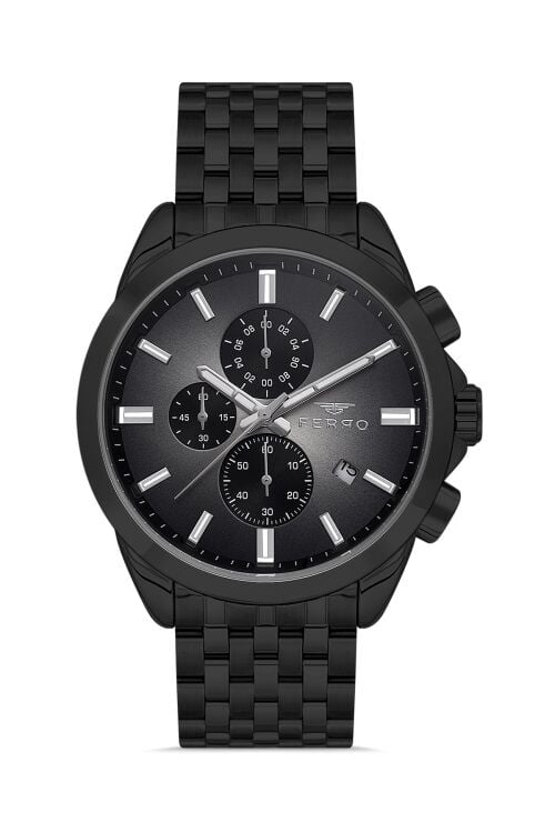 Ferro Quartz Çelik Siyah 46 mm Erkek Kol Saati