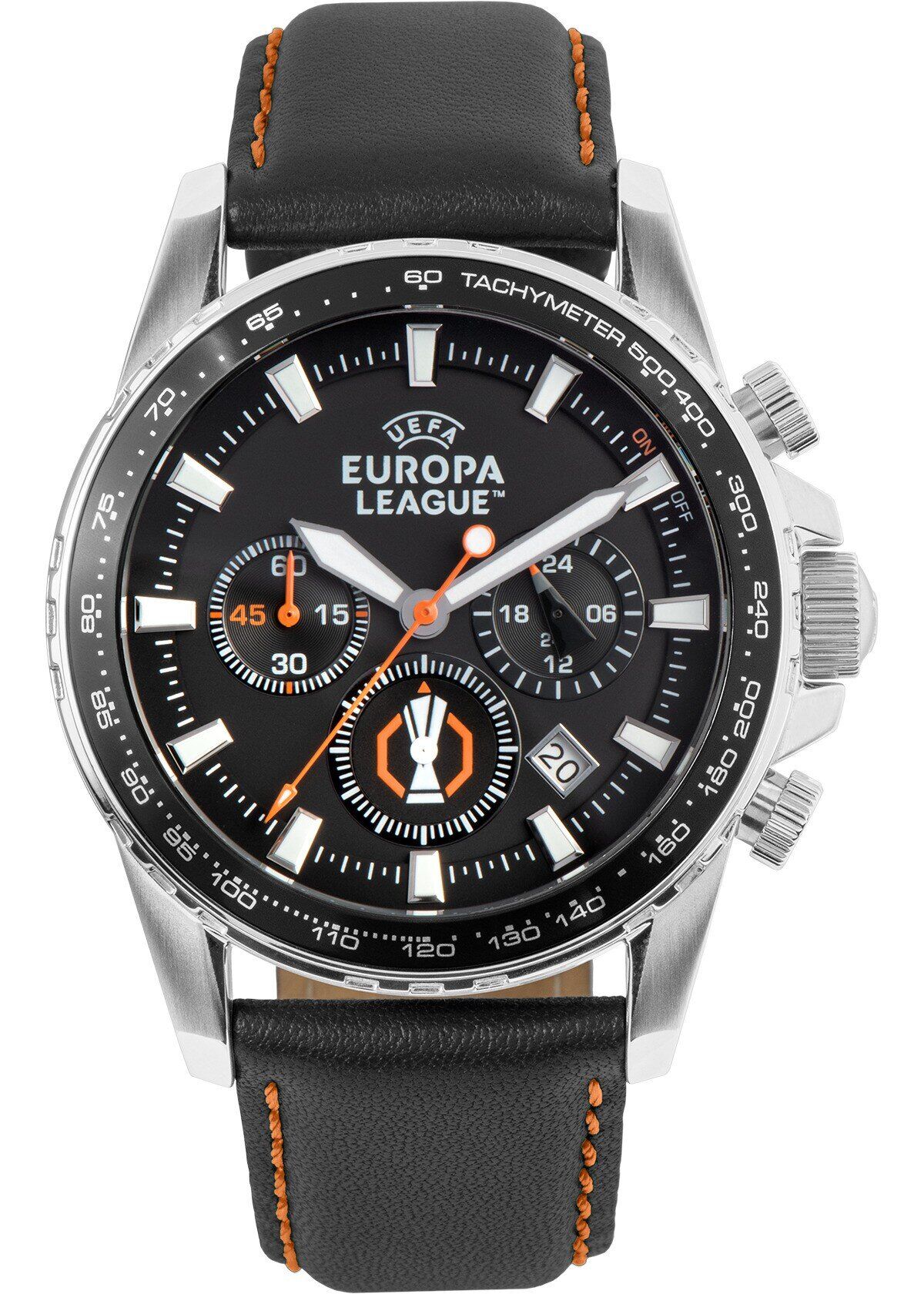 Jacques Lemans JL.EL-102A Uefa Europa League Quartz Deri Siyah 44 mm Erkek Kol Saati