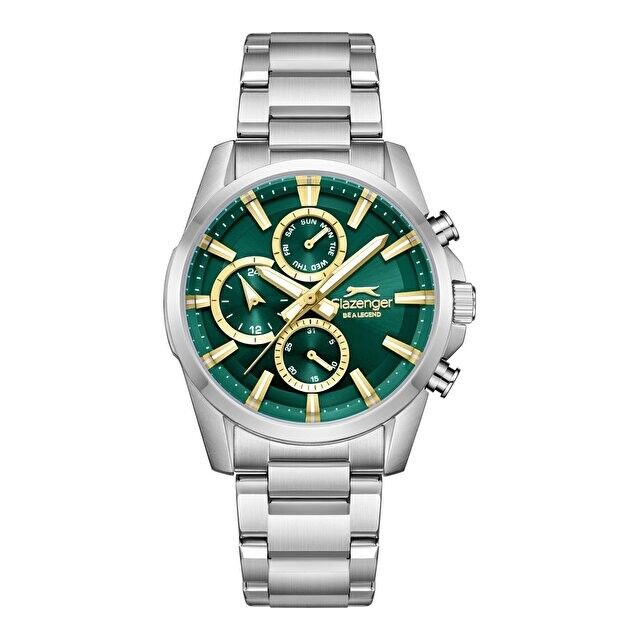 Slanzenger SL.09.2522.2.04 Quartz Çelik Gri Yeşil Kadran 42 mm Erkek Kol Saati