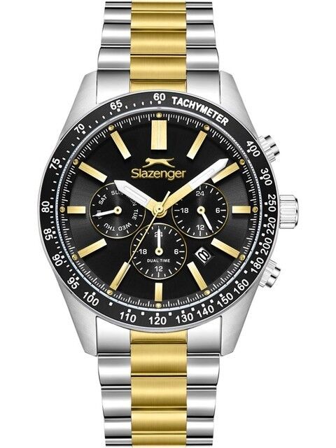 Slazenger SL.09.2538.2.03 Quartz Çelik Gri-Gold Siyah Kadran 42 mm Erkek Kol Saati