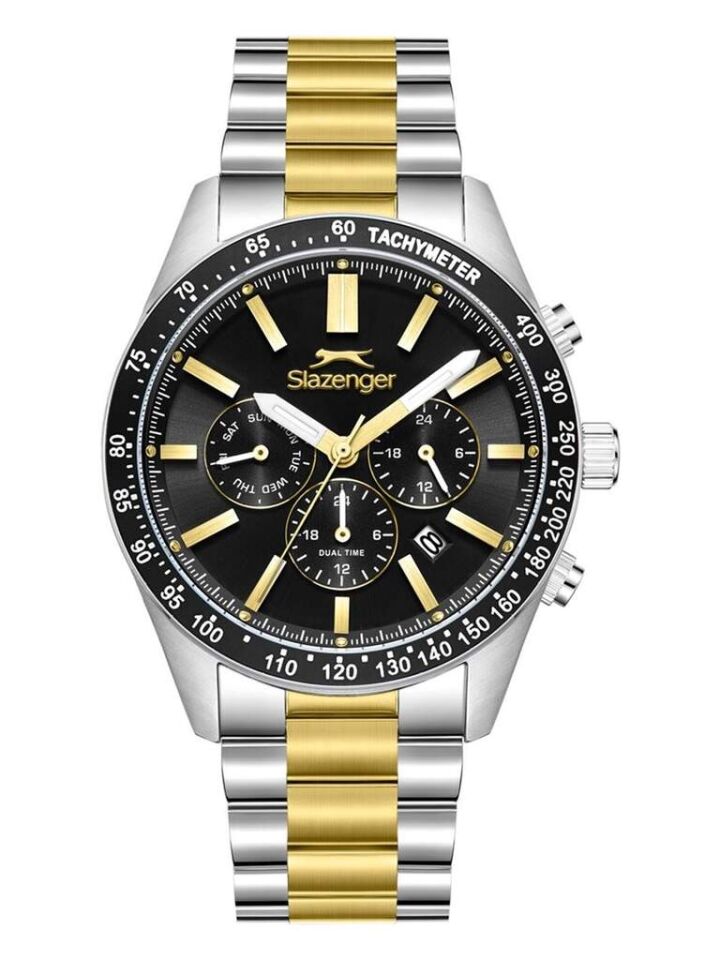 Slazenger SL.09.2538.2.03 Quartz Çelik Gri-Gold Siyah Kadran 42 mm Erkek Kol Saati