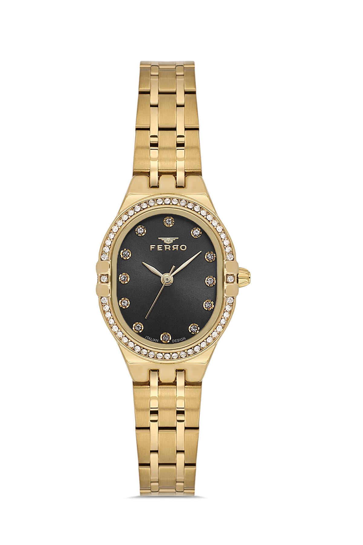 Ferro Sarı Çelik Kordon Kadın Kol Saati FL21645A-B2 3ATM Su Geçirmez 2 Yıl Garantili HediyePaketli