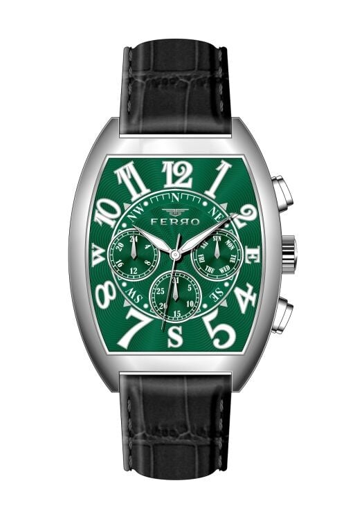 Ferro Siyah Deri Kordon Erkek Kol Saati FM11447B-J10 Fonksiyonları Aktif 3ATM Su Geçirmez