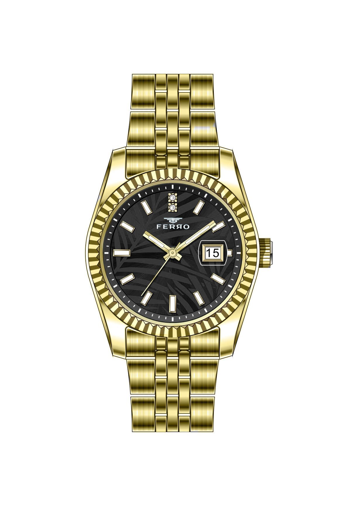 Ferro Sarı Çelik Kordon Kadın Kol Saati FL21775A-B2 3ATM Su Geçirmez 2 Yıl Garantili HediyePaketli