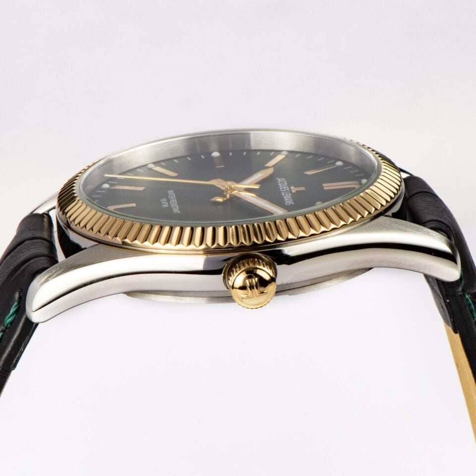 Jacques Lemans JL.50-4W Quartz Deri Siyah Yeşil Kadran 10 ATM 34 mm Kadın Kol Saati