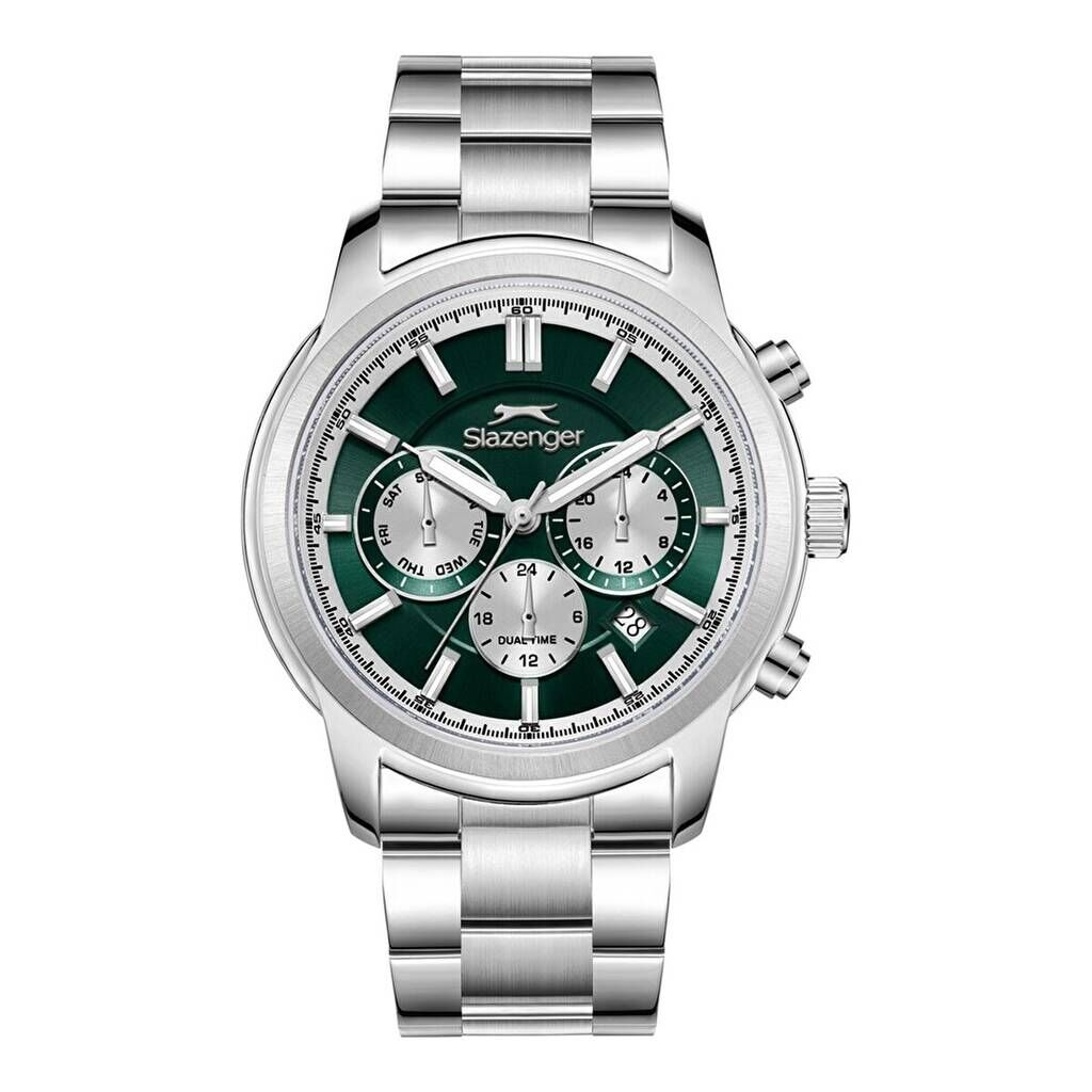 Slazenger SL.09.2541.2.02 Quartz Çelik Gri Yeşil Kadran 43 mm Erkek Kol Saati