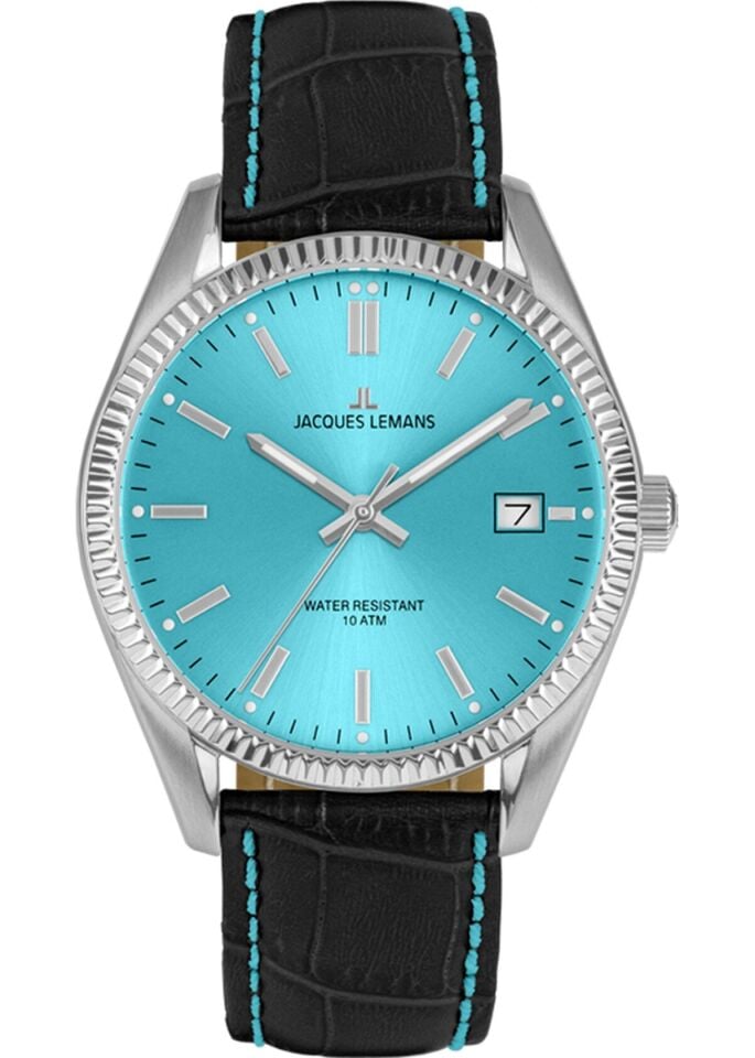 Jacques Lemans JL.50-4S Quartz Deri Siyah Mavi Kadran 10 ATM 34 mm Kadın Kol Saati
