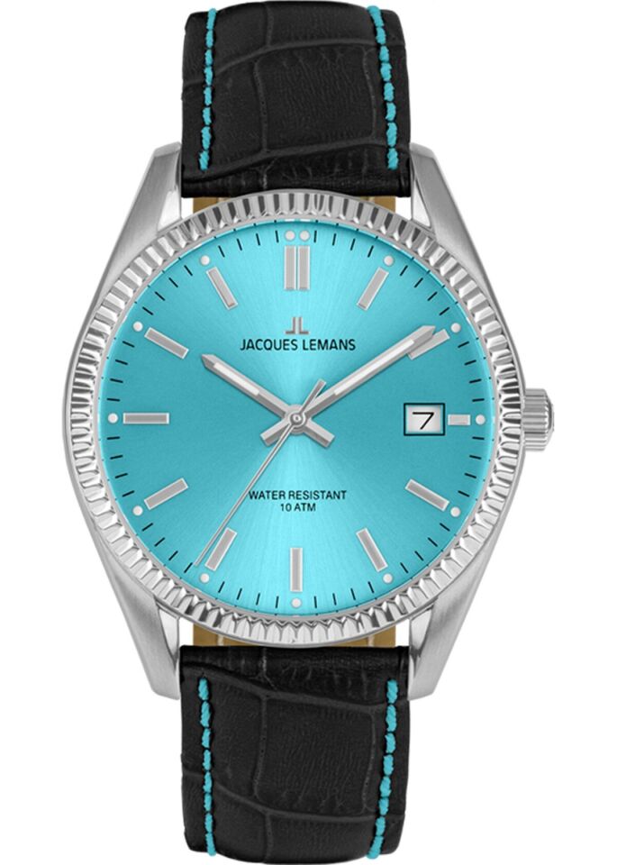 Jacques Lemans JL.50-4S Quartz Deri Siyah Mavi Kadran 10 ATM 34 mm Kadın Kol Saati