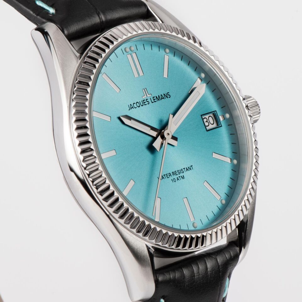 Jacques Lemans JL.50-4S Quartz Deri Siyah Mavi Kadran 10 ATM 34 mm Kadın Kol Saati