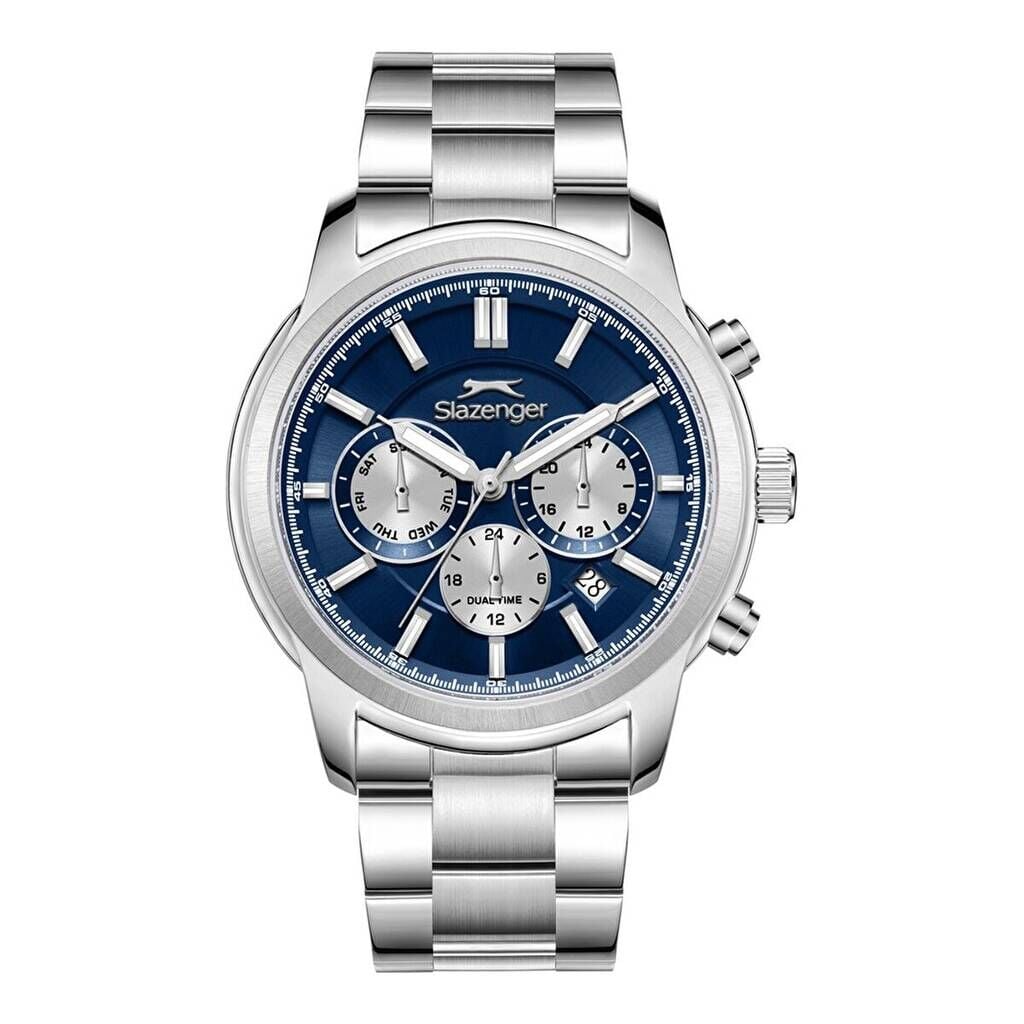 Slazenger SL.09.2541.2.04 Quartz Çelik Gri Lacivert Kadran 43 mm Erkek Kol Saati