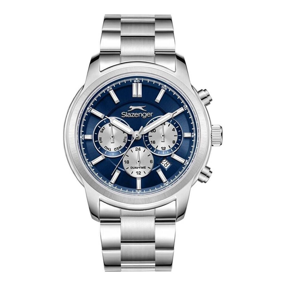 Slazenger SL.09.2541.2.04 Quartz Çelik Gri Lacivert Kadran 43 mm Erkek Kol Saati