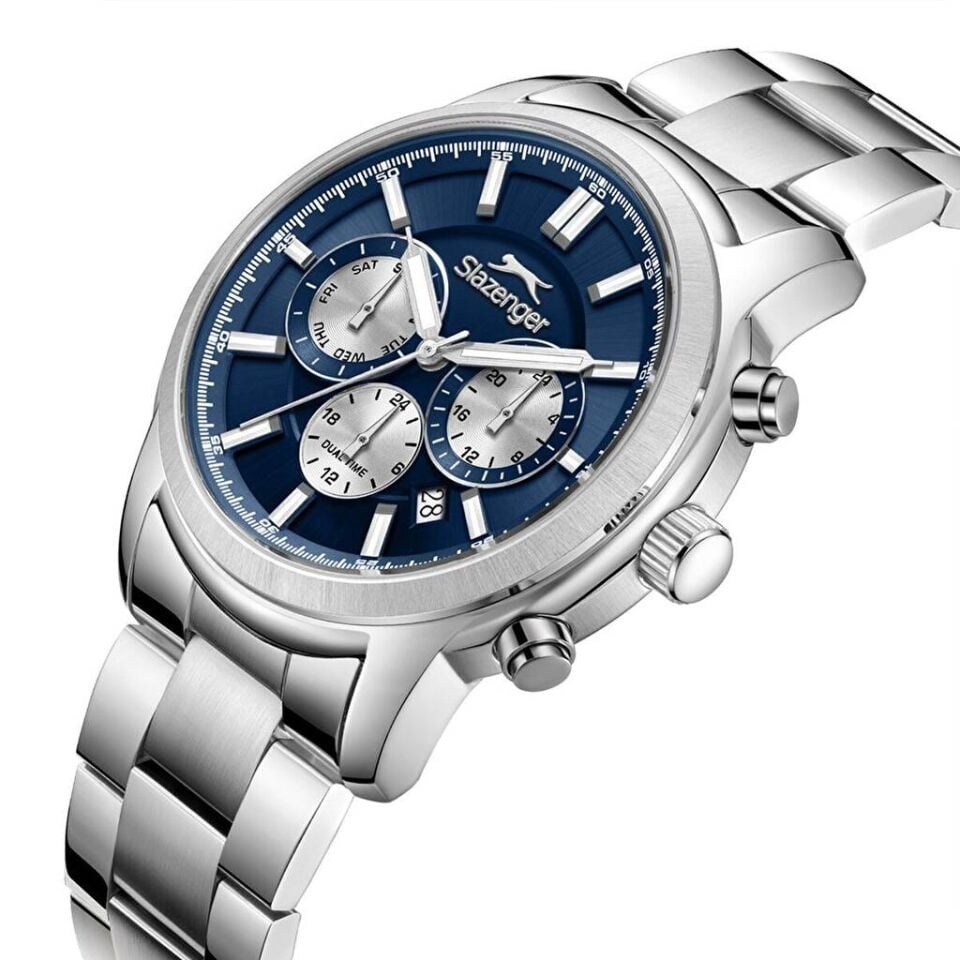 Slazenger SL.09.2541.2.04 Quartz Çelik Gri Lacivert Kadran 43 mm Erkek Kol Saati