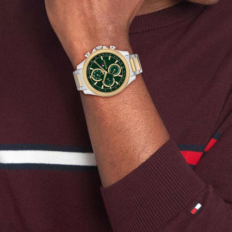 Tommy Hilfiger TH1792079 Quartz Çelik Altın/Gri Yeşil Kadran 46 mm Erkek Kol Saati