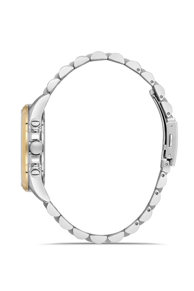 Ferro Sarı ve Gümüş Çelik Kordon Erkek Kol Saati FM11780A-D Fonksiyonları Aktif 3 ATM Su Geçirmez