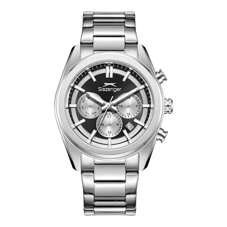 Slazenger SL.09.2554.2.01 Quartz Çelik Gri Siyah Kadran 42 mm Erkek Kol Saati