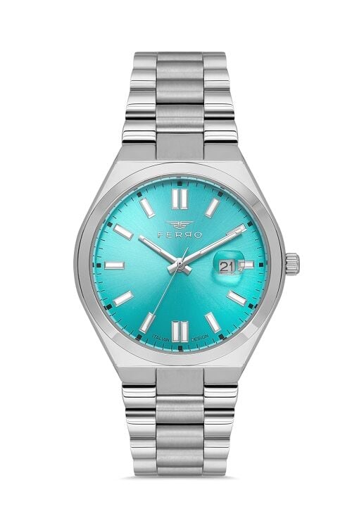 Ferro Gümüş Çelik Kordon Erkek Kol Saati F11386A-A15 3 ATM Su Geçirmez 2 Yıl Garantili HediyePaketli