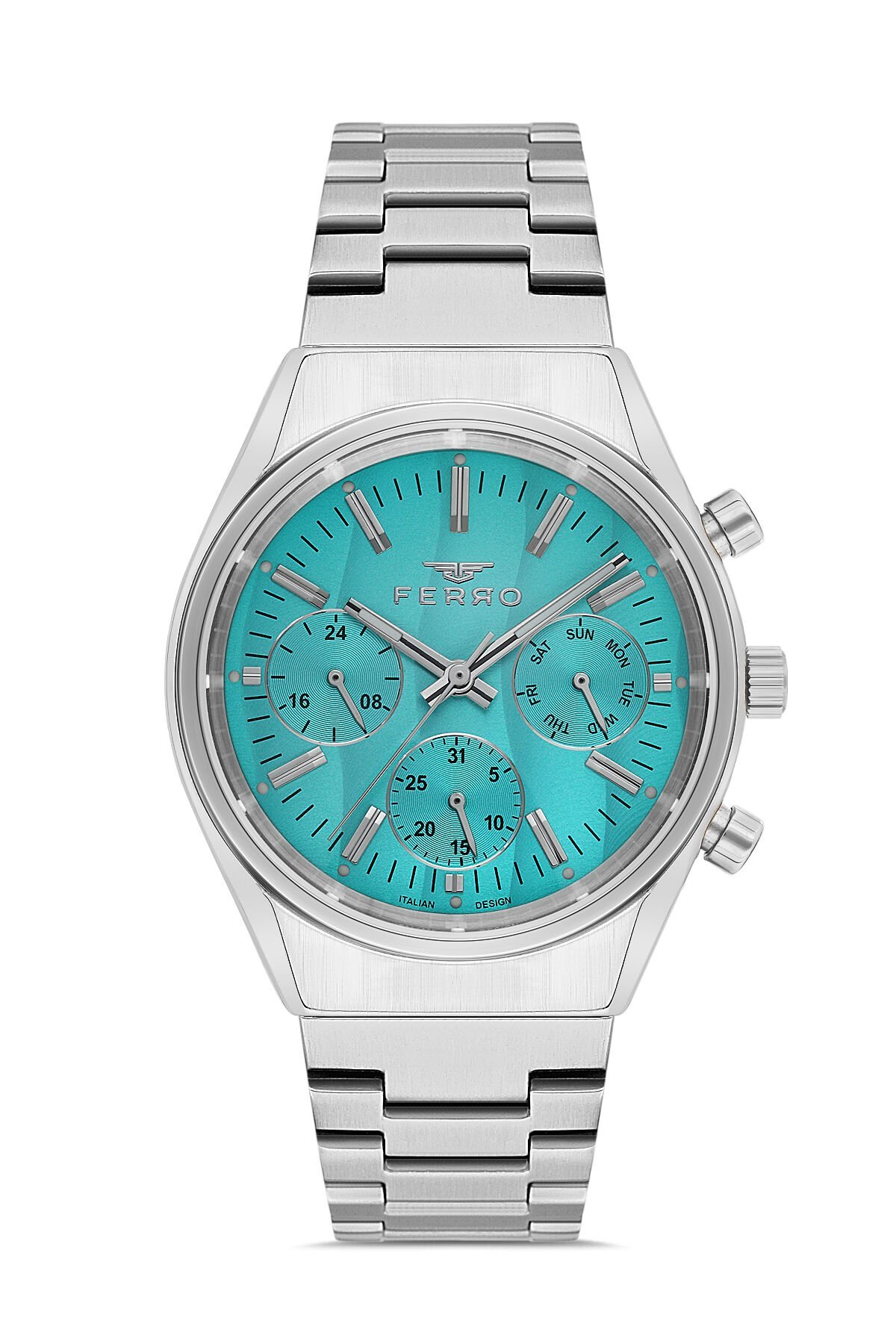 Ferro Gümüş Çelik Kordon Erkek Kol Saati FM43011A-A15 Tüm Fonksiyonlar Aktif 3 ATM Su Geçirmez