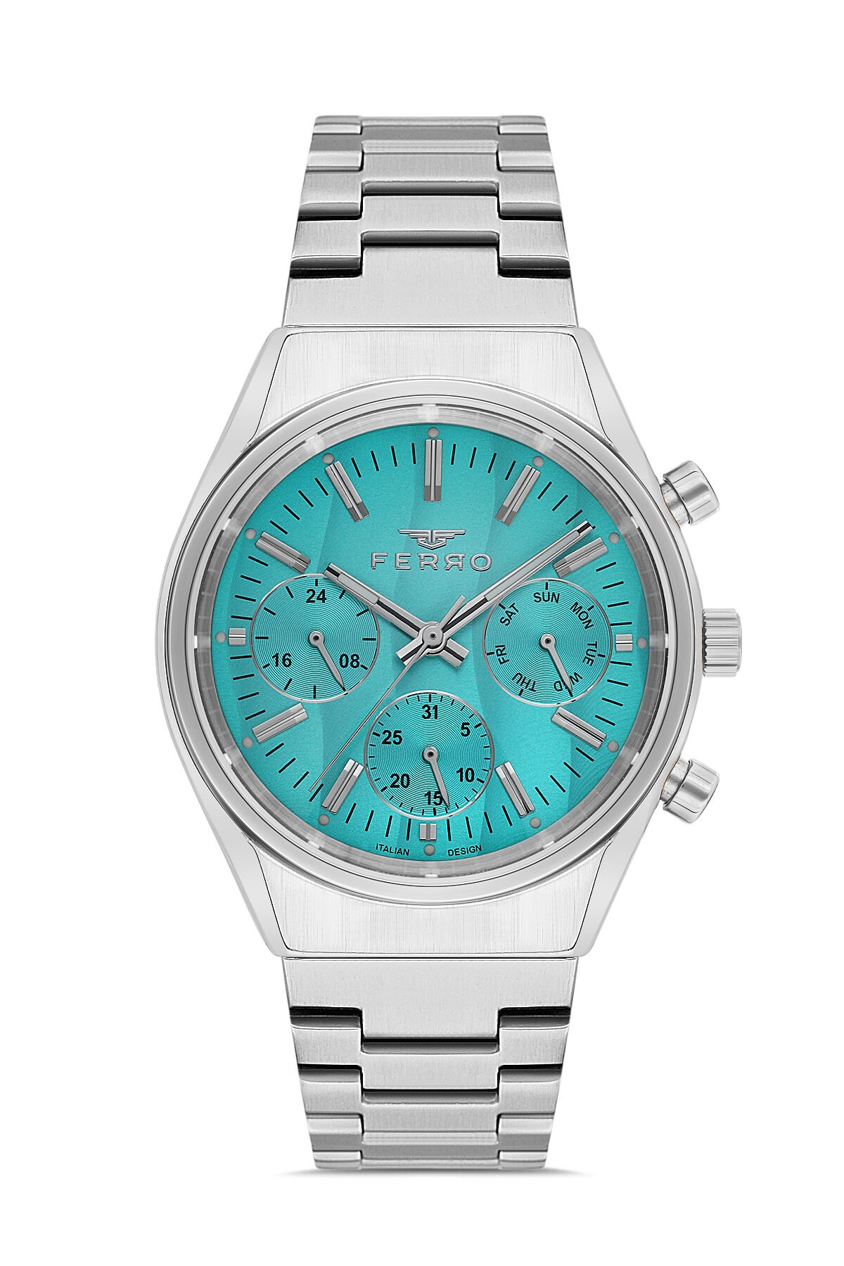 Ferro Gümüş Çelik Kordon Erkek Kol Saati FM43011A-A15 Tüm Fonksiyonlar Aktif 3 ATM Su Geçirmez