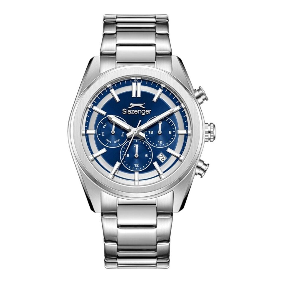 Slazenger SL.09.2554.2.02 Quartz Çelik Gri Lacivert Kadran 42 mm Erkek Kol Saati