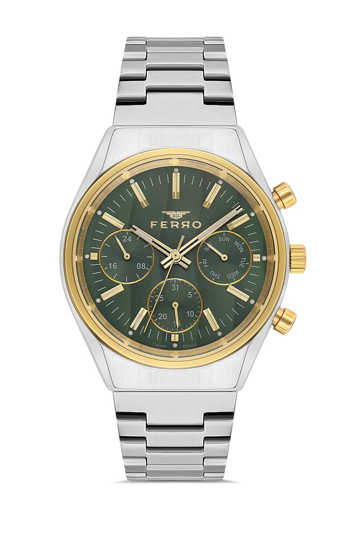 Ferro Gümüş Çelik Kordon Erkek Kol Saati FM43011A-D6 Tüm Fonksiyonlar Aktif 3 ATM Su Geçirmez