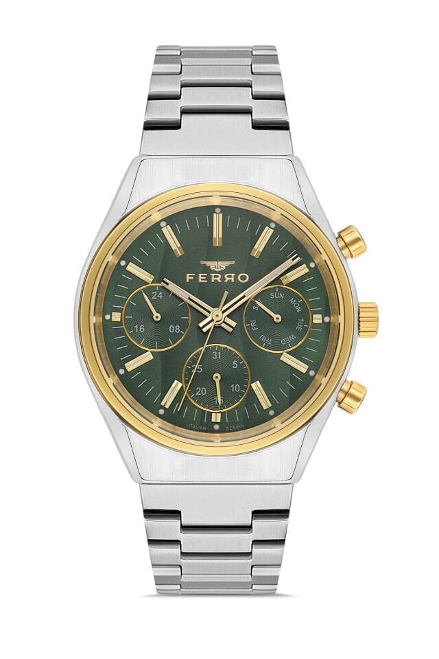 Ferro Gümüş Çelik Kordon Erkek Kol Saati FM43011A-D6 Tüm Fonksiyonlar Aktif 3 ATM Su Geçirmez