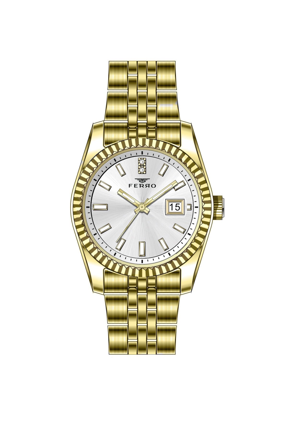 Ferro Sarı Çelik Kordon Kadın Kol Saati FL21775A-B 3ATM Su Geçirmez 2 Yıl Garantili HediyePaketli