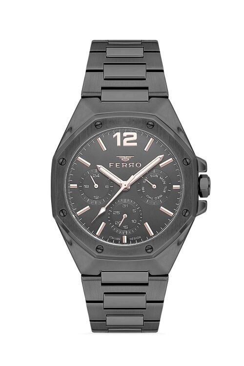 Ferro Quartz Çelik Gri 42 mm Erkek Kol Saati