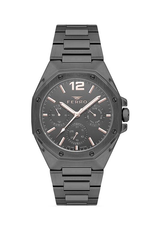 Ferro Quartz Çelik Gri 42 mm Erkek Kol Saati