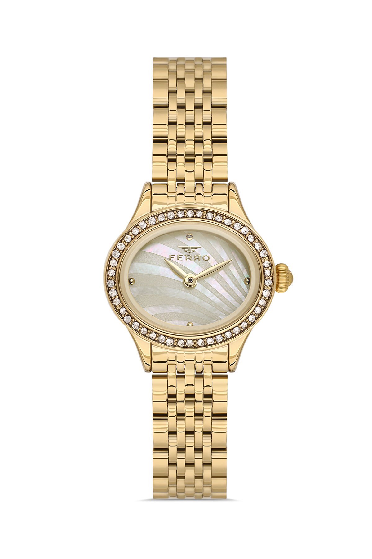 Ferro Sarı Çelik Kordon Kadın Kol Saati FL21753AWT-B4 3ATM Su Geçirmez 2 Yıl Garantili HediyePaket