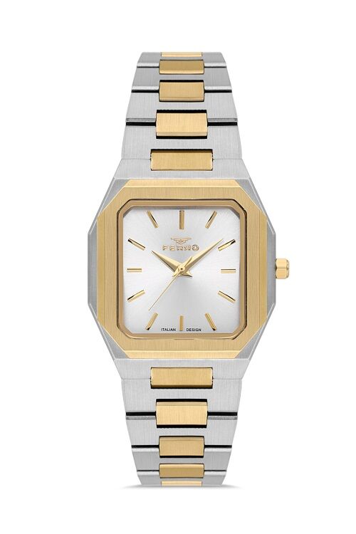 Ferro Sarı ve Gümüş Çelik Kordon Kadın Kol Saati FL21482A-D 3ATM SuGeçirmez 2 Yıl Garantili