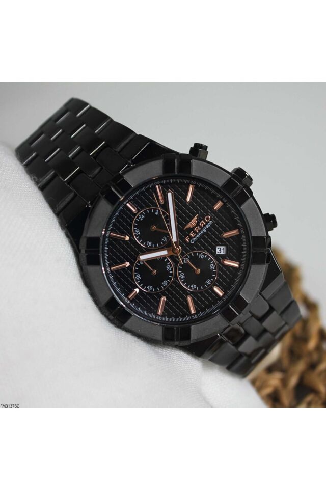 Ferro FM31378A-G Quartz Çelik Siyah 46 mm Erkek Kol Saati
