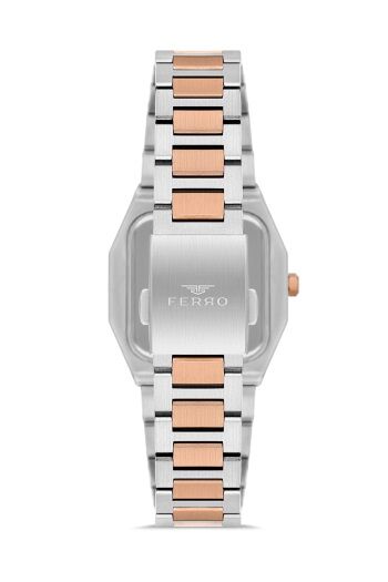 Ferro Rose ve Gümüş Çelik Kordon Kadın Kol Saati FL21482AWT-E8 3ATM Su Geçirmez 2 Yıl Garantili