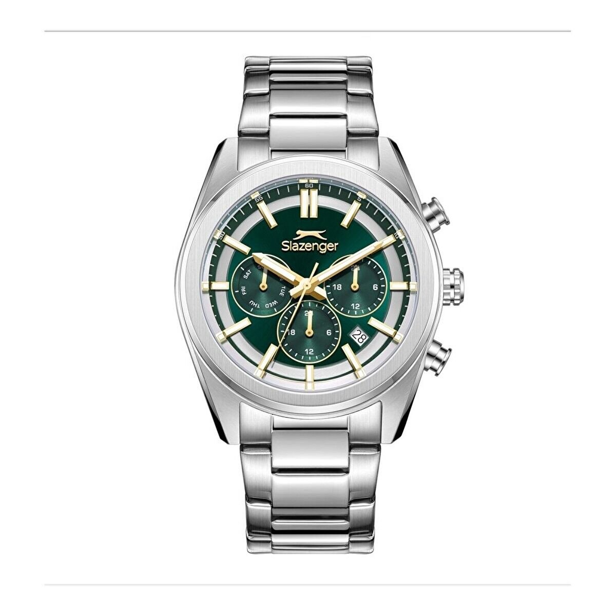 Slazenger SL.09.2554.2.06 Quartx Çelik Gri Yeşil Kadran 42 mm Erkek Kol Saati