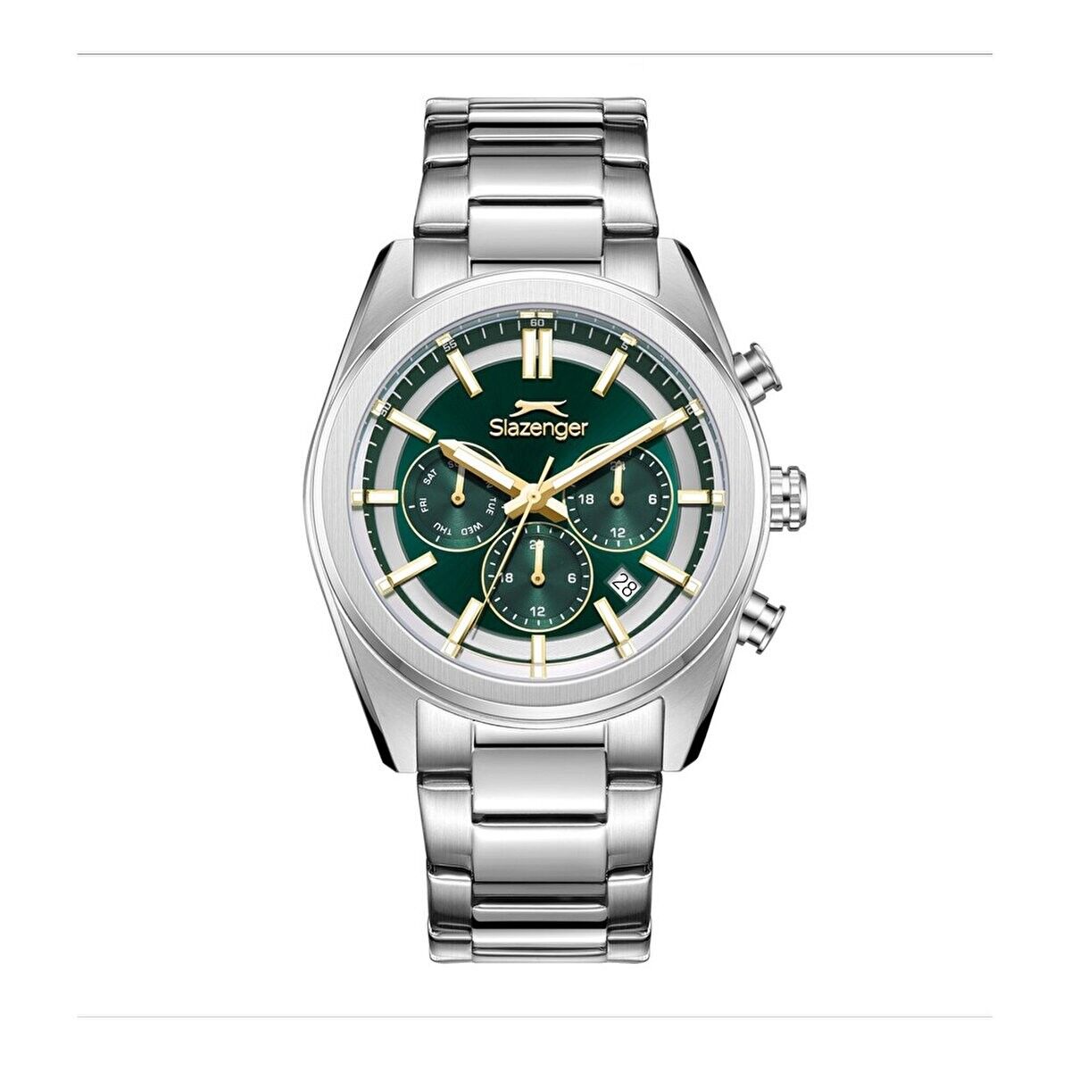 Slazenger SL.09.2554.2.06 Quartx Çelik Gri Yeşil Kadran 42 mm Erkek Kol Saati