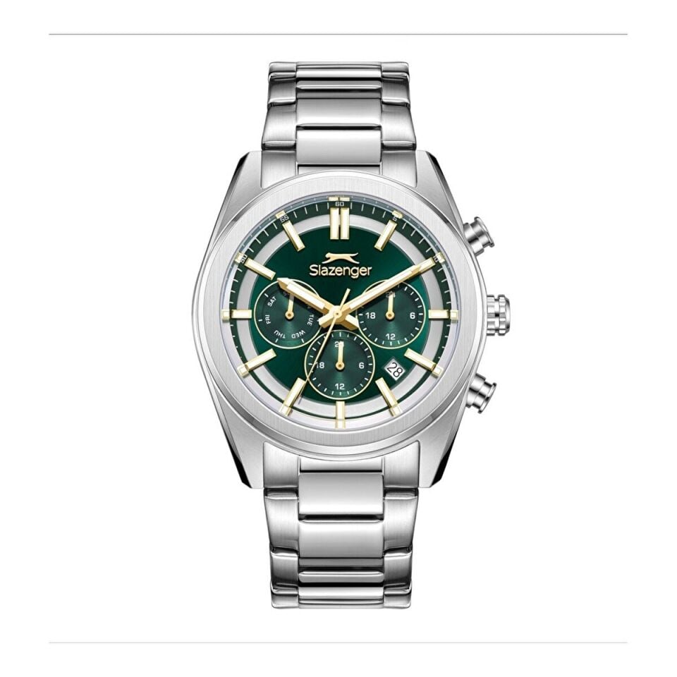 Slazenger SL.09.2554.2.06 Quartx Çelik Gri Yeşil Kadran 42 mm Erkek Kol Saati