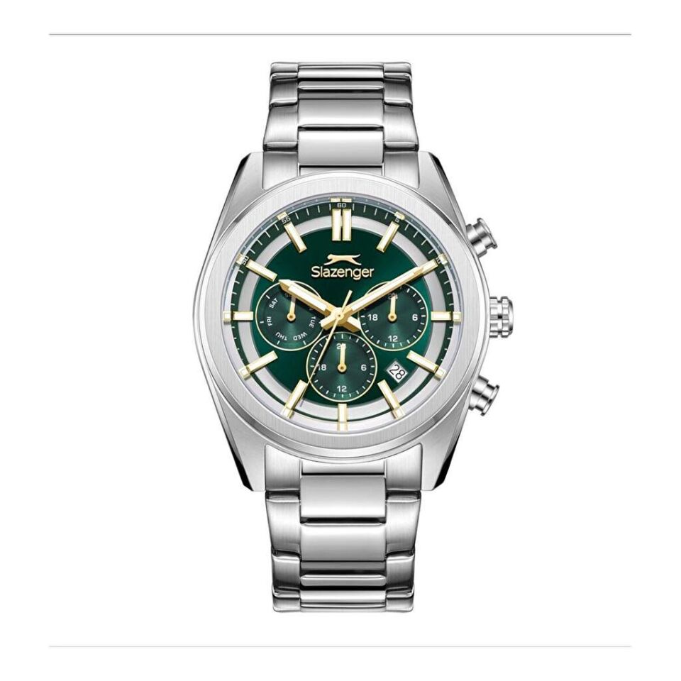 Slazenger SL.09.2554.2.06 Quartx Çelik Gri Yeşil Kadran 42 mm Erkek Kol Saati