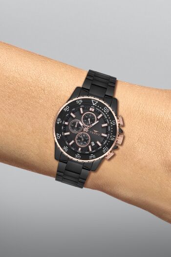 Ferro FM1542A-R Quartz Siyah Çelik Kordon 45 mm Erkek Kol Saati