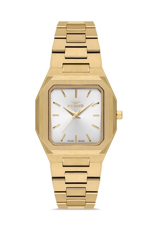 Ferro Sarı Çelik Kordon Kadın Kol Saati FL21482AWT-B 3ATM SuGeçirmez 2 Yıl Garantili HediyePaketli