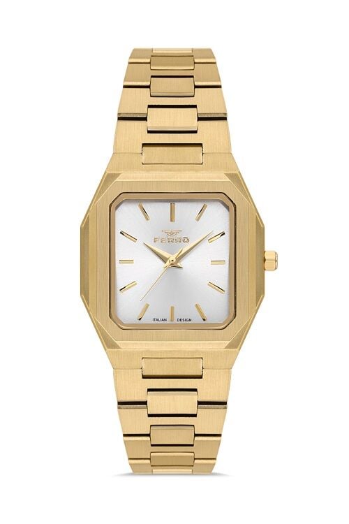 Ferro Sarı Çelik Kordon Kadın Kol Saati FL21482A-B 3ATM SuGeçirmez 2 Yıl Garantili HediyePaketli